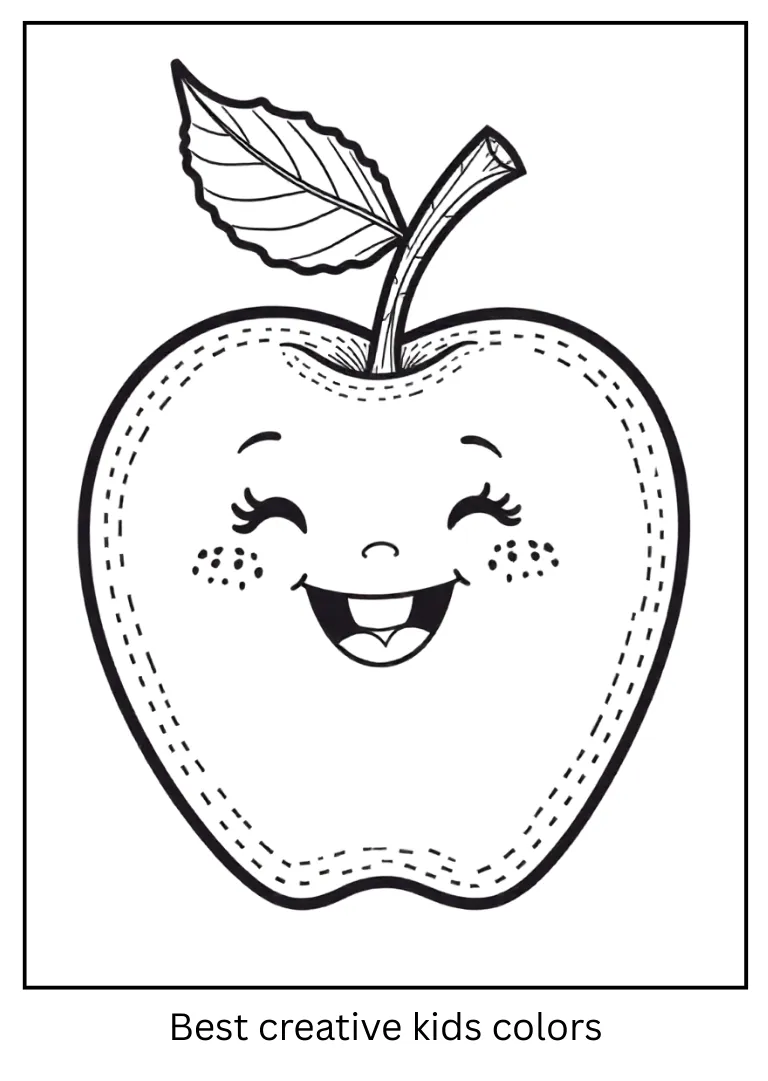 Laughing Apple Character Coloring Page