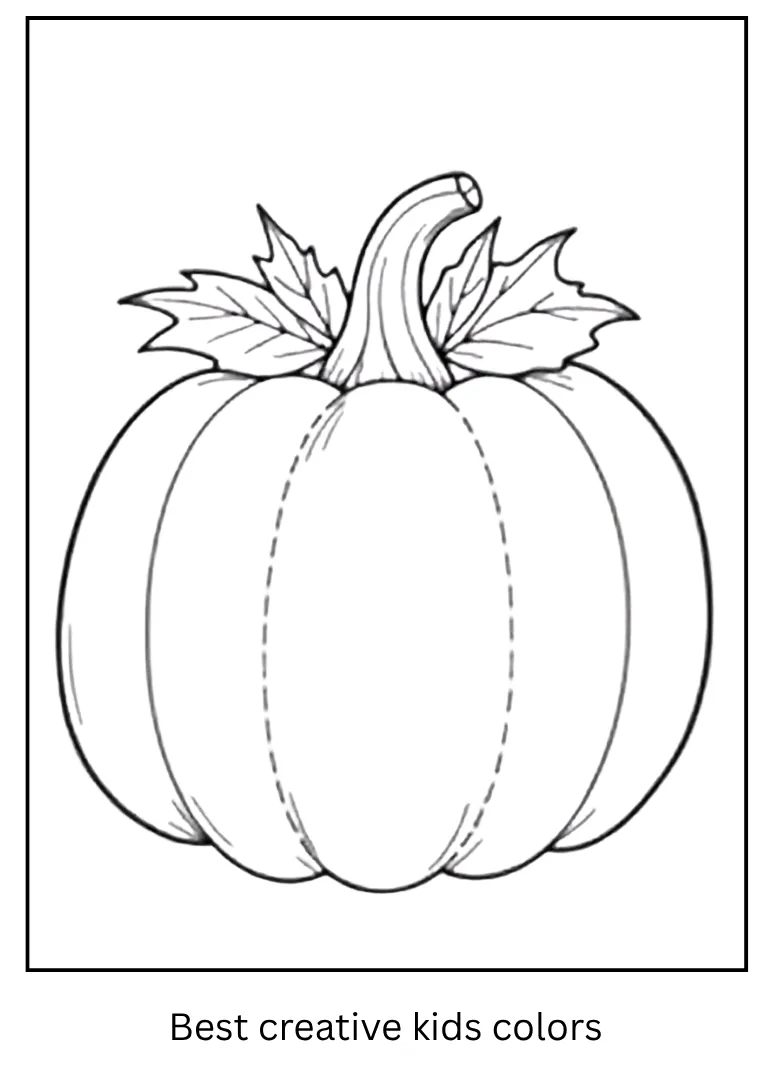 Leaf Crown Pumpkin Halloween Coloring Page