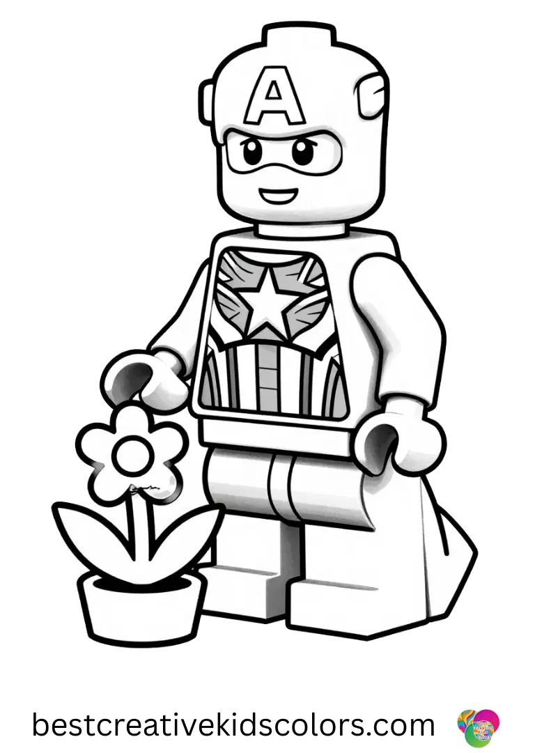 Lego captain america coloring page free download depicts the figure baking a loaf in a brick oven.