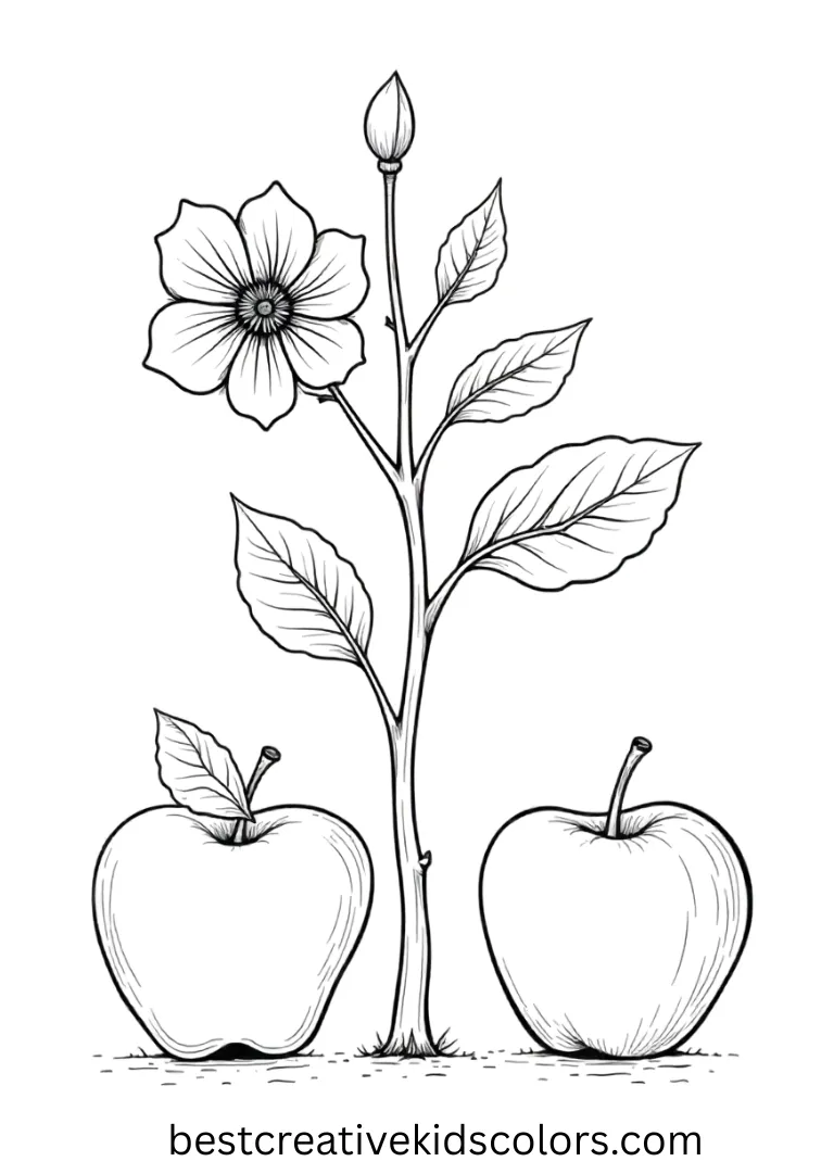 Life Cycle of an Apple Coloring Page