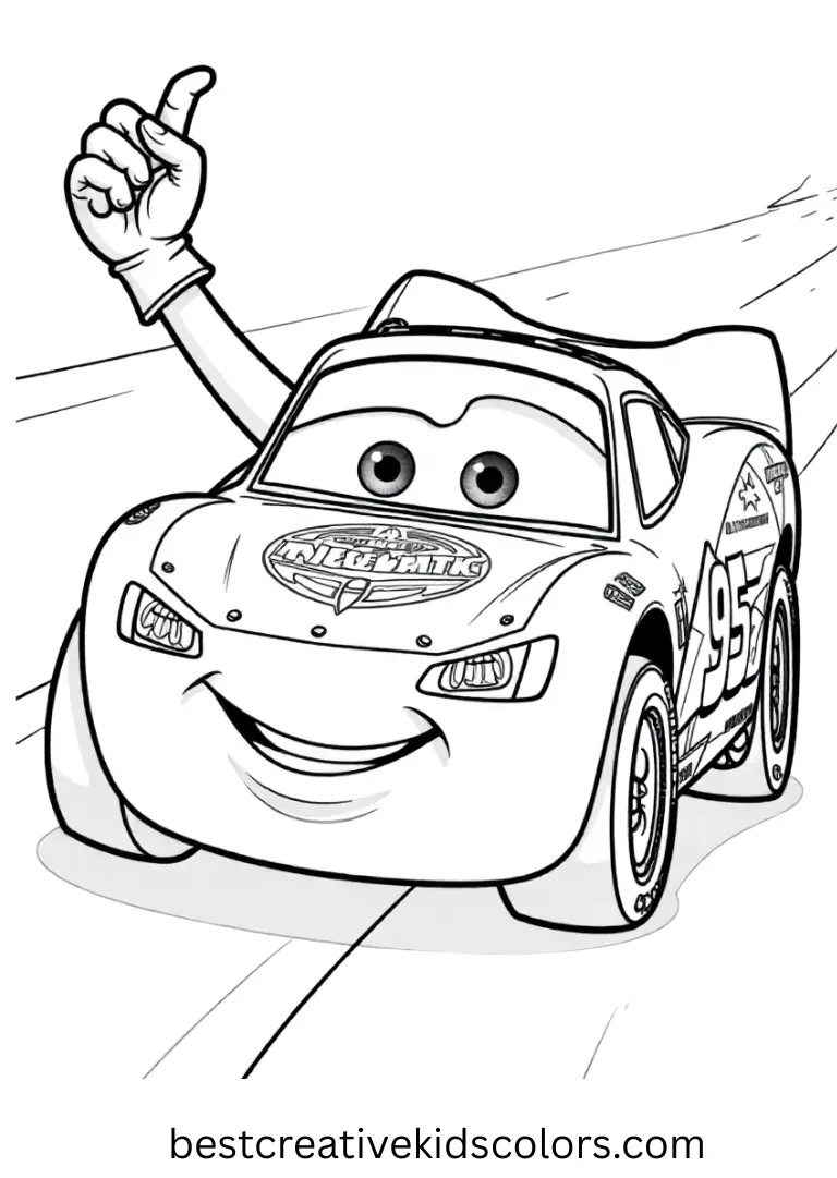Lightning McQueen Victory Lap Disney Coloring Sheet Celebrate a racing win with Lightning McQueen on fun Disney Coloring Pages.