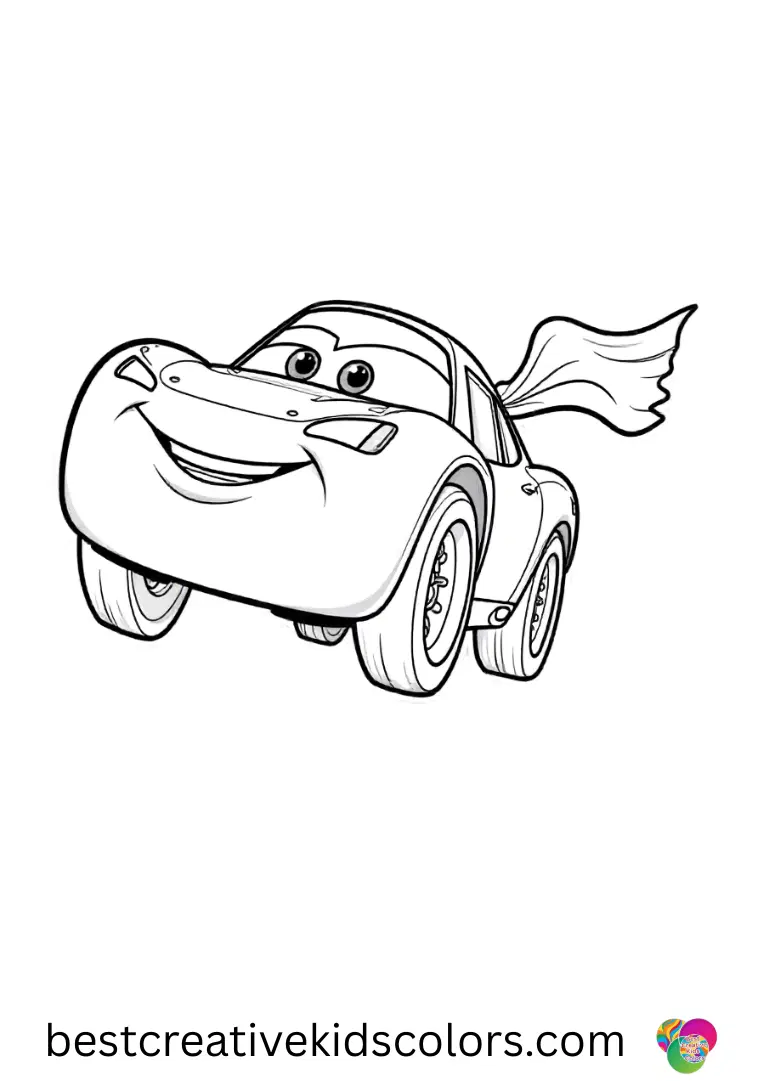 Lightning McQueen colouring book Lightning McQueen colouring book depicts him wearing a cape while performing a superhero jump.