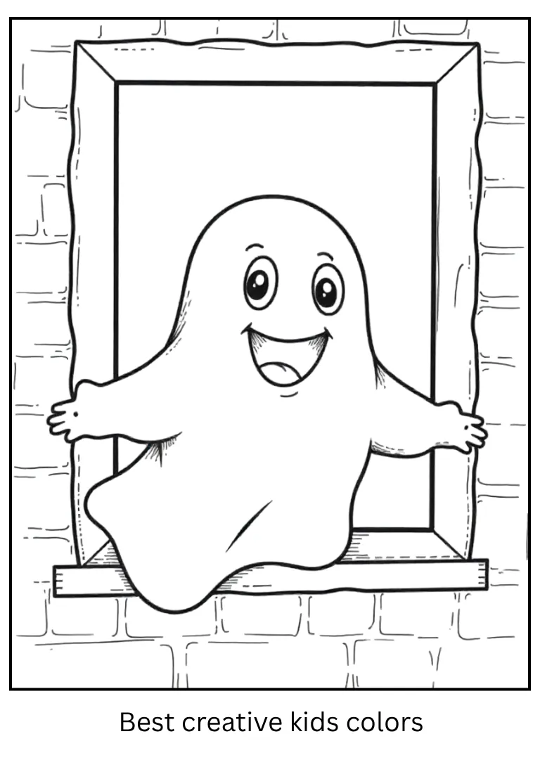 Little Ghost in the Window Coloring Page