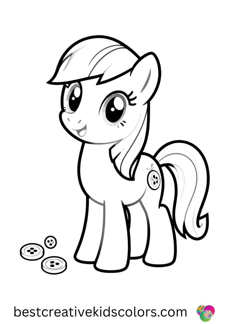 A pony carefully counts shiny buttons while humming in Little pony cake topper printable free download