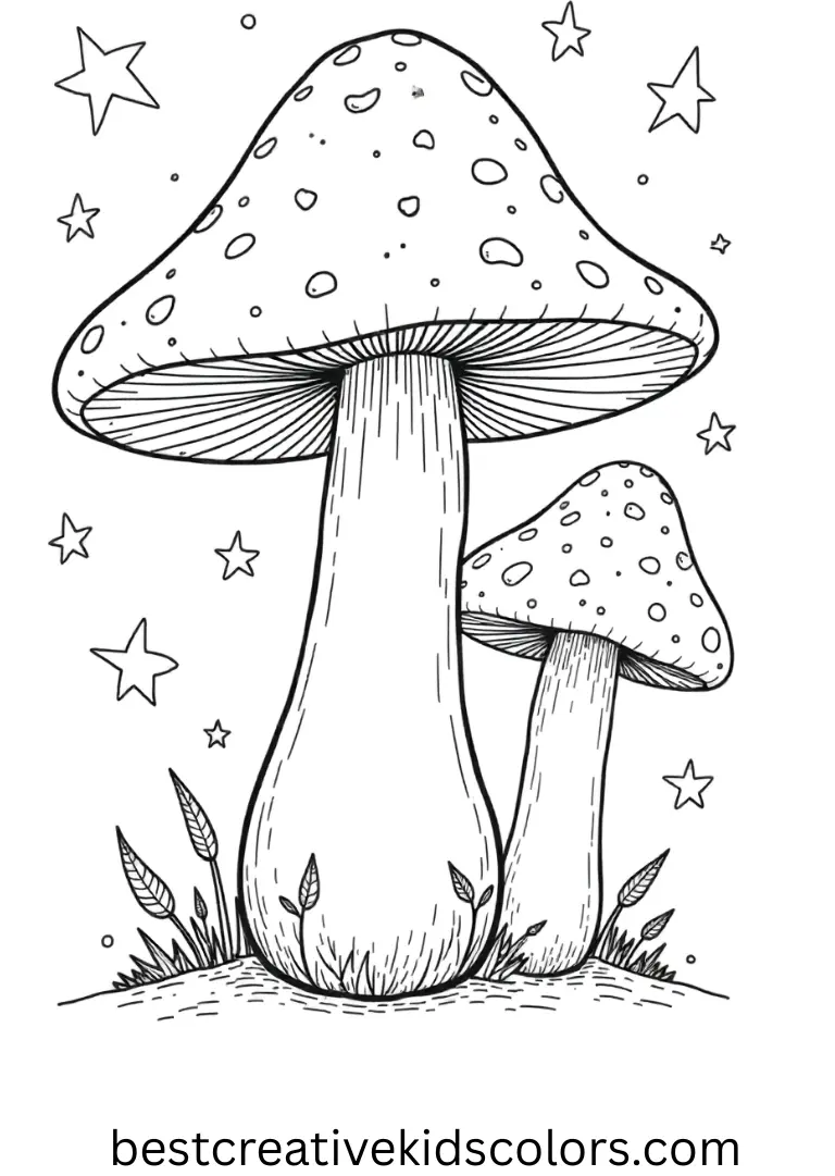 Magic mushroom coloring page online