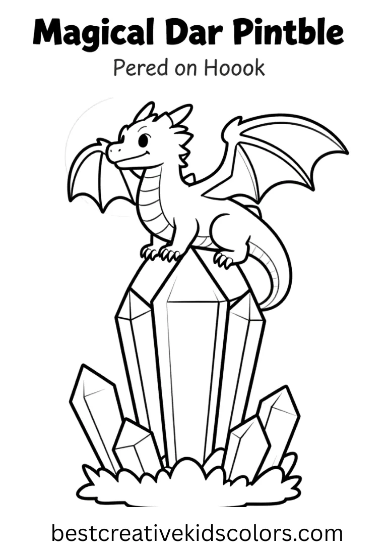 A majestic dragon rests atop a sparkling crystal tower under moonlight.