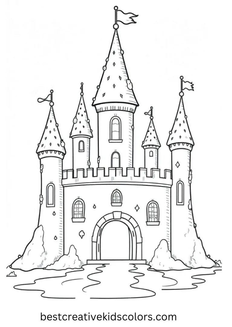 Magical Ice Castle Disney Frozen Coloring Page Explore Elsa’s ice castle with creative and kid-friendly Disney Frozen Coloring Pages.