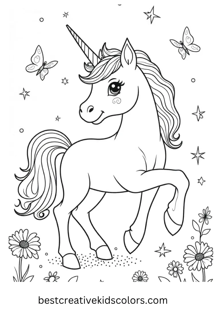 Magical Unicorn Coloring Pages with Fairy Companions