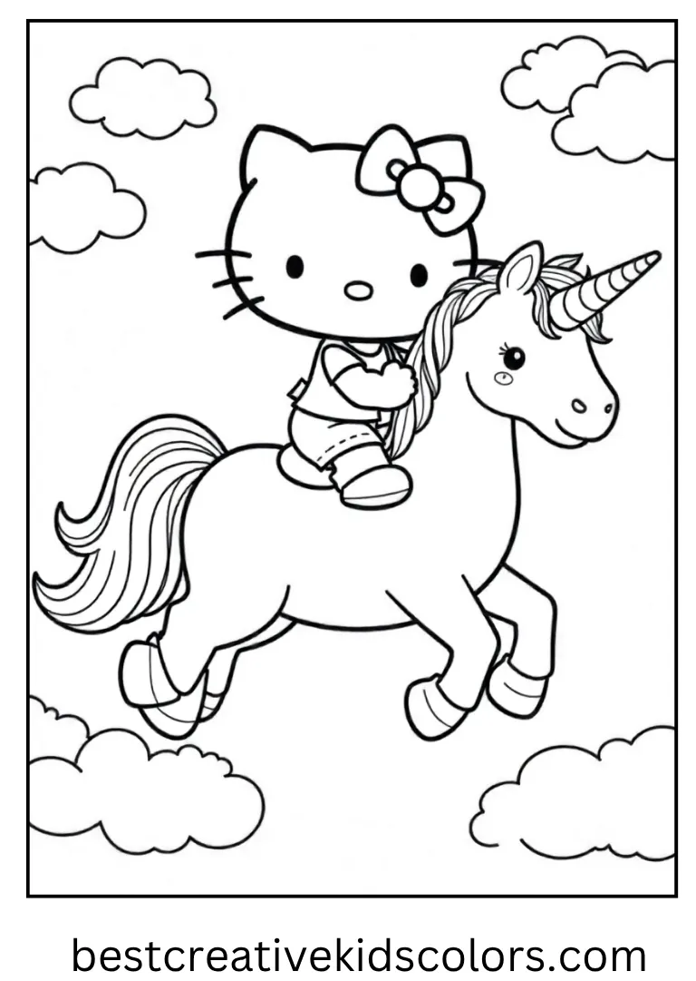 Magical Unicorn Ride Coloring Page