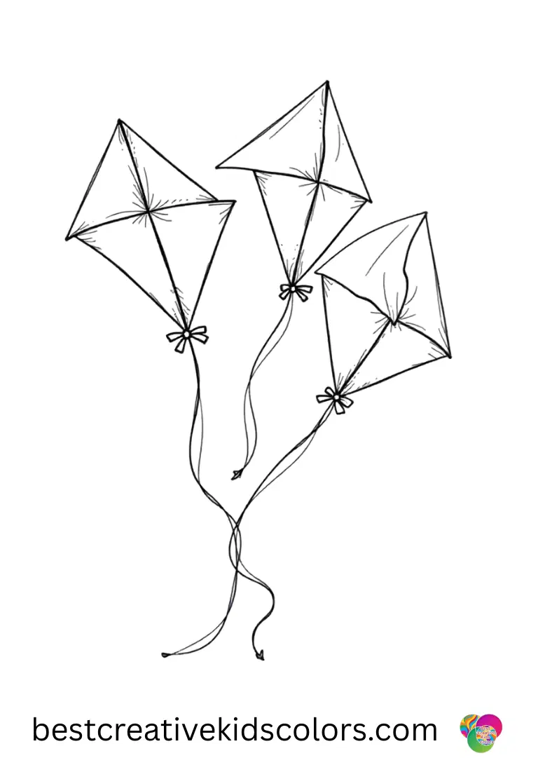 March winds and kites ideas show folded paper kites and scattered ribbon pieces ready to assemble.