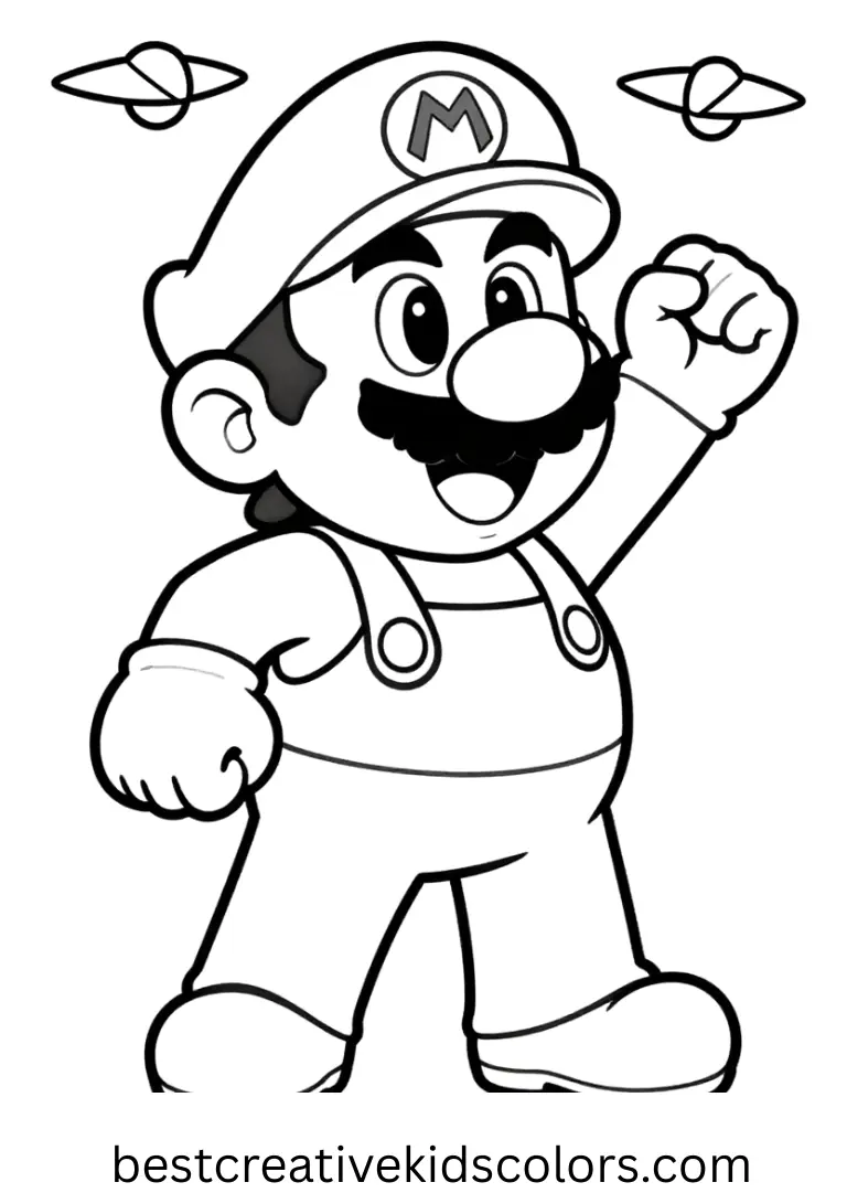 A breezy ridge shows Mario characters coloring page easy letting Mario release small gliders into gentle wind currents