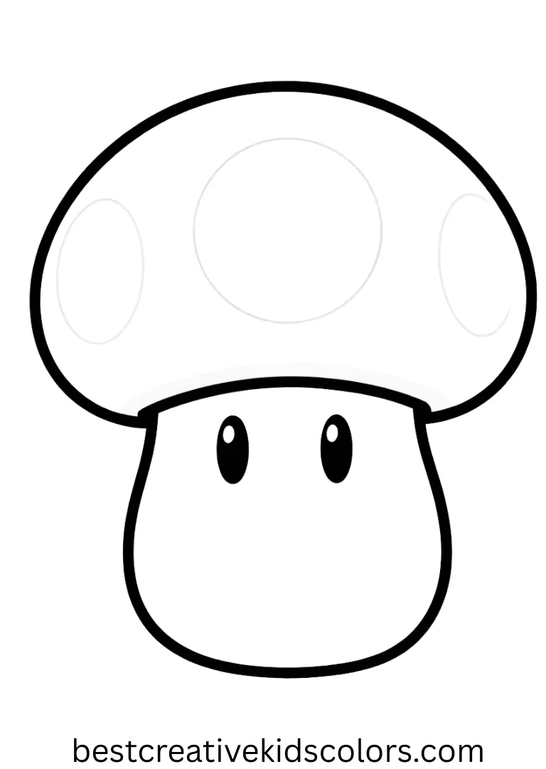 Mario mushroom coloring page easy depicts a simple mushroom with a bright cap.