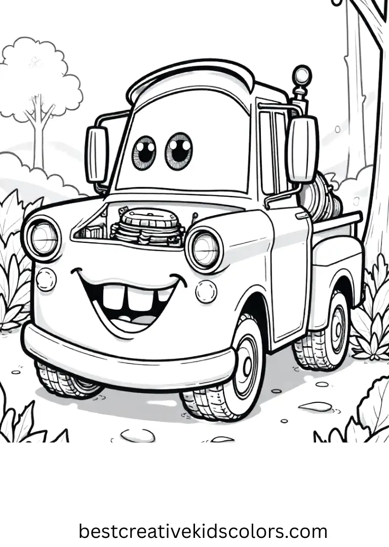 Mater’s Junkyard Surprise Disney Coloring Sheet Explore Mater’s junkyard fun on imaginative Disney Coloring Pages for kids.