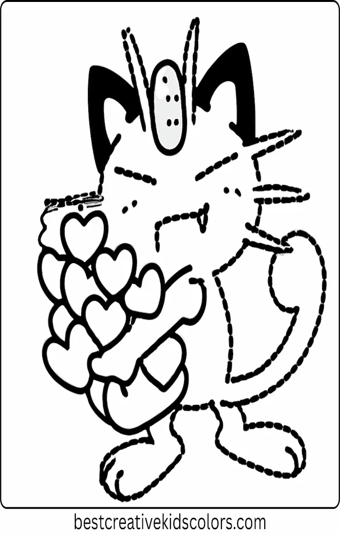 Meowth Holding Valentine Hearts