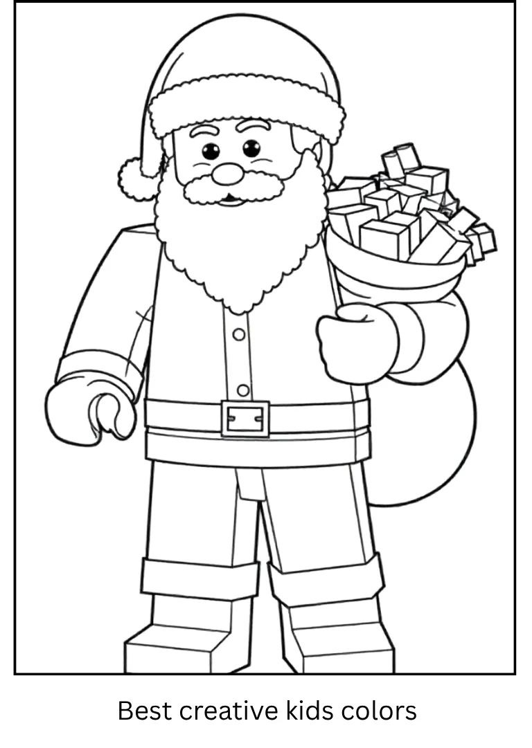Minecraft Coloring Outline – Santa with Gifts