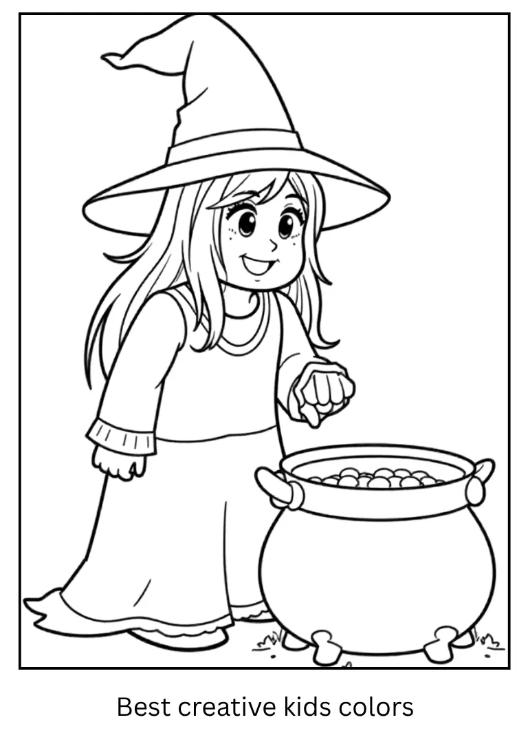 Minecraft Coloring Outline – Witch with a Hat