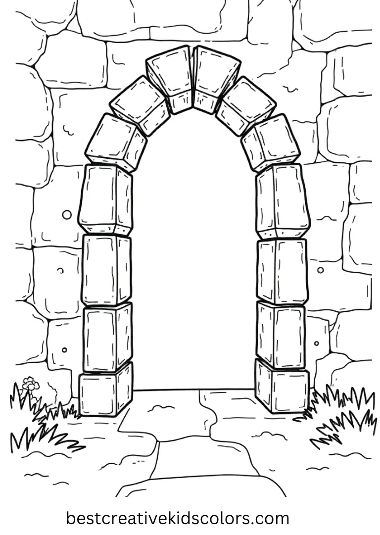 Minecraft Coloring Page – Stronghold Entrance