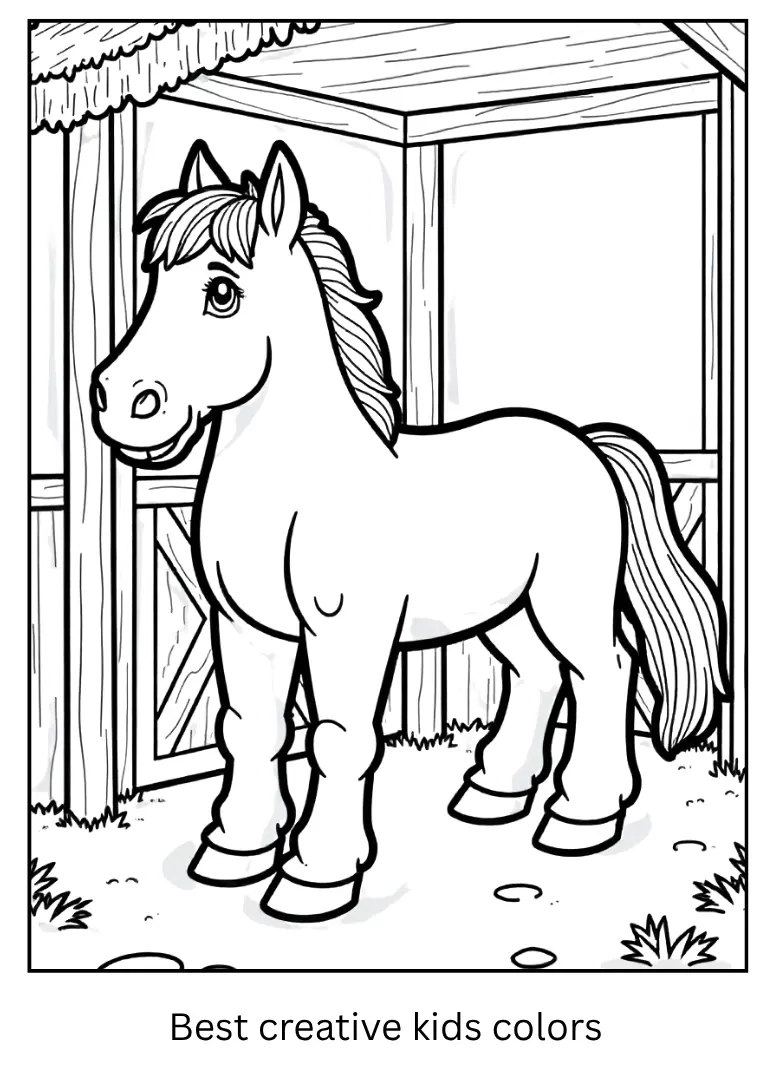 Minecraft Coloring Pages – Horse in the Stable