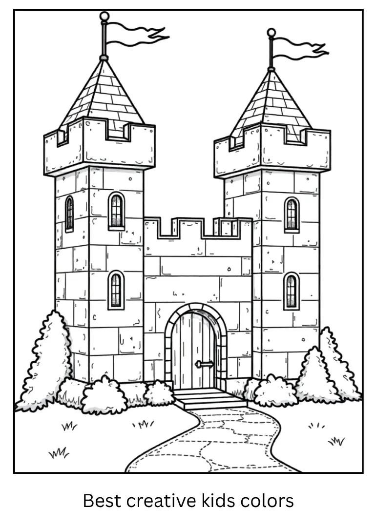 Minecraft Coloring Pages – Simple Stone Castle