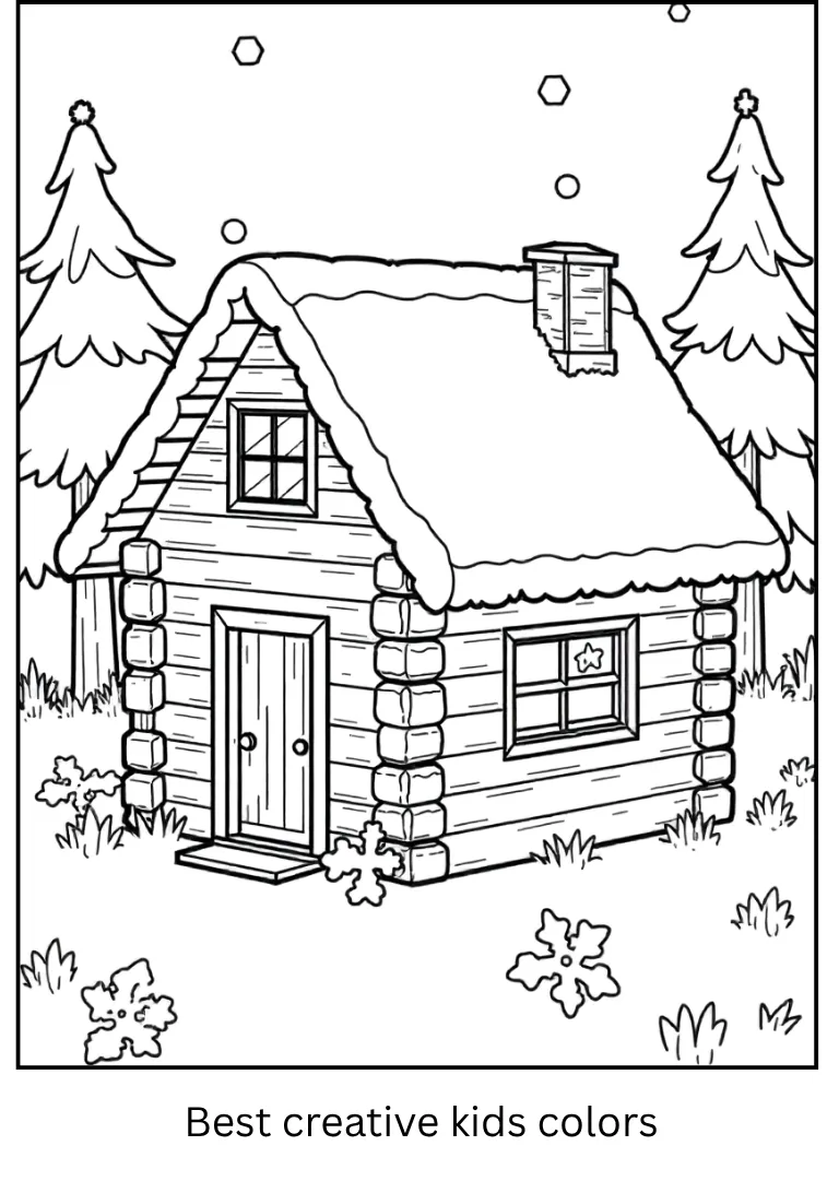 Minecraft Coloring Pages – Winter House Scene