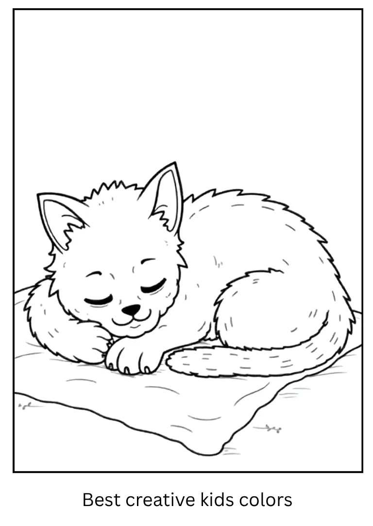 Minecraft Coloring Sheet – Cat Sleeping on a Bed
