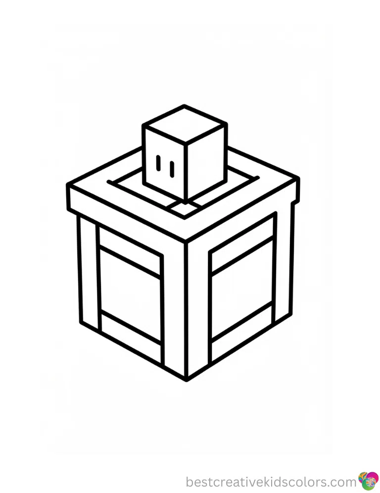 The nice minecraft crafting table coloring page shows a crafting table holding a wood block.