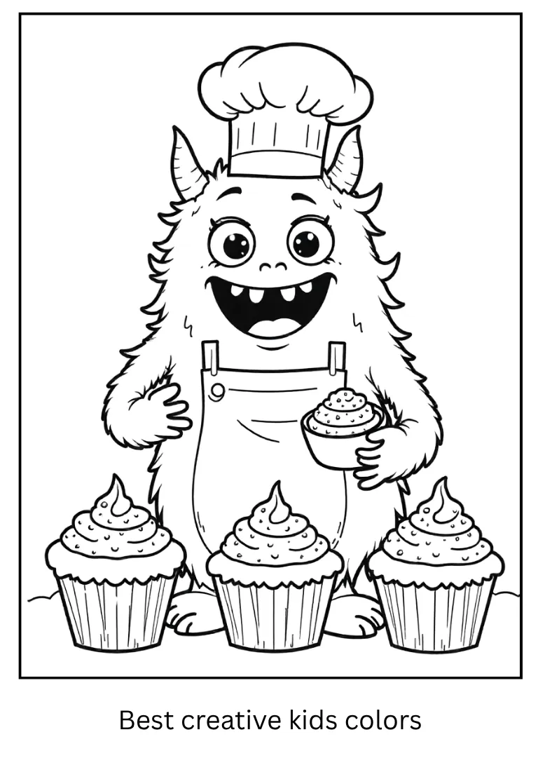 Monster Chef Halloween Coloring Sheet