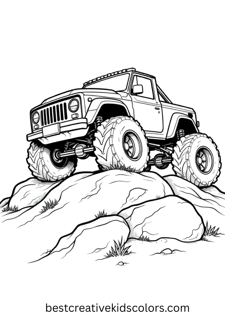 Monster Truck Jeep Coloring Sheets Mountain Trail