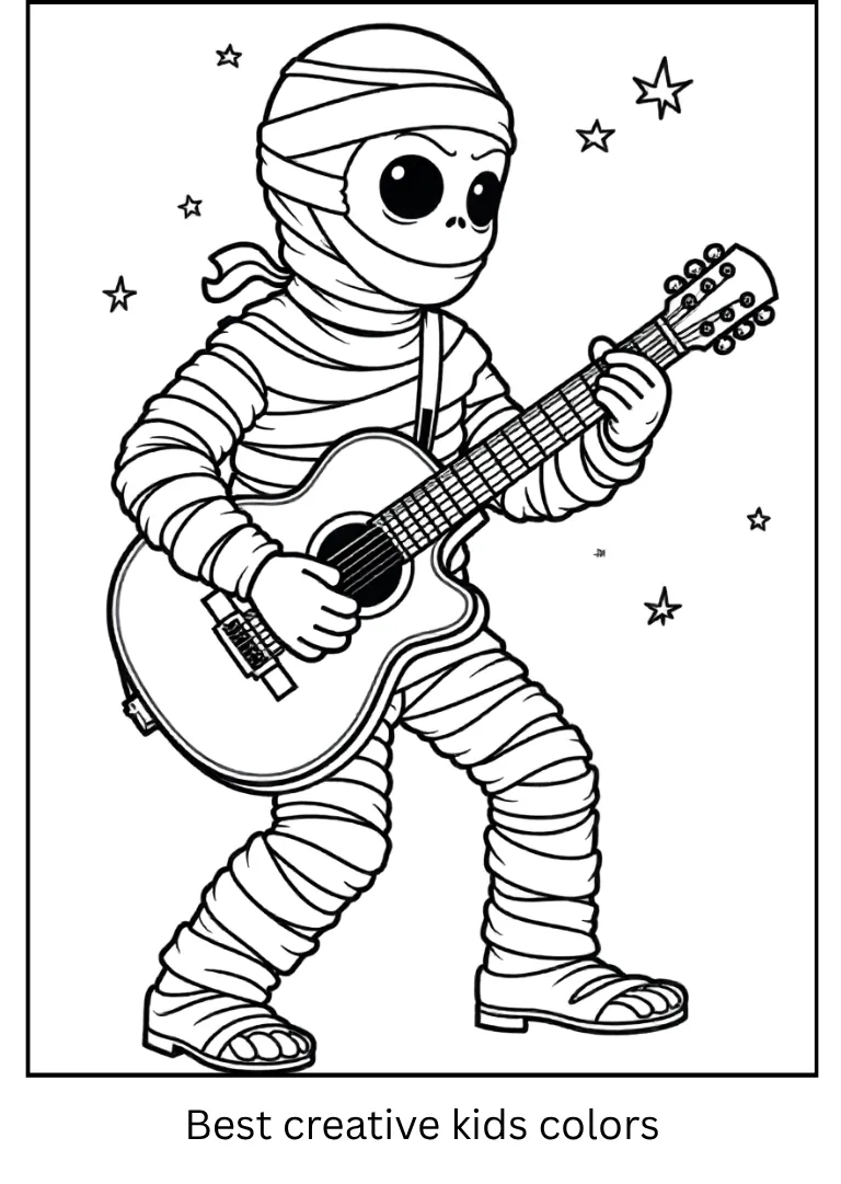 Mummy Playing Guitar Halloween Printable
