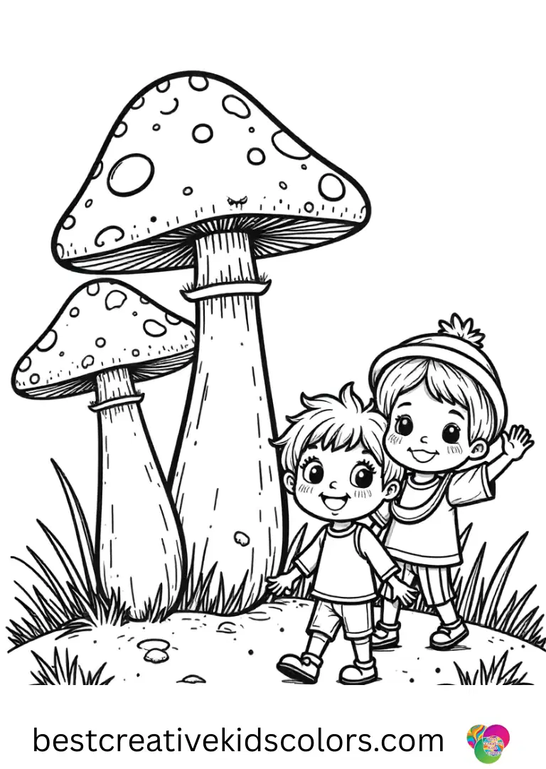 Mushroom village coloring page free download