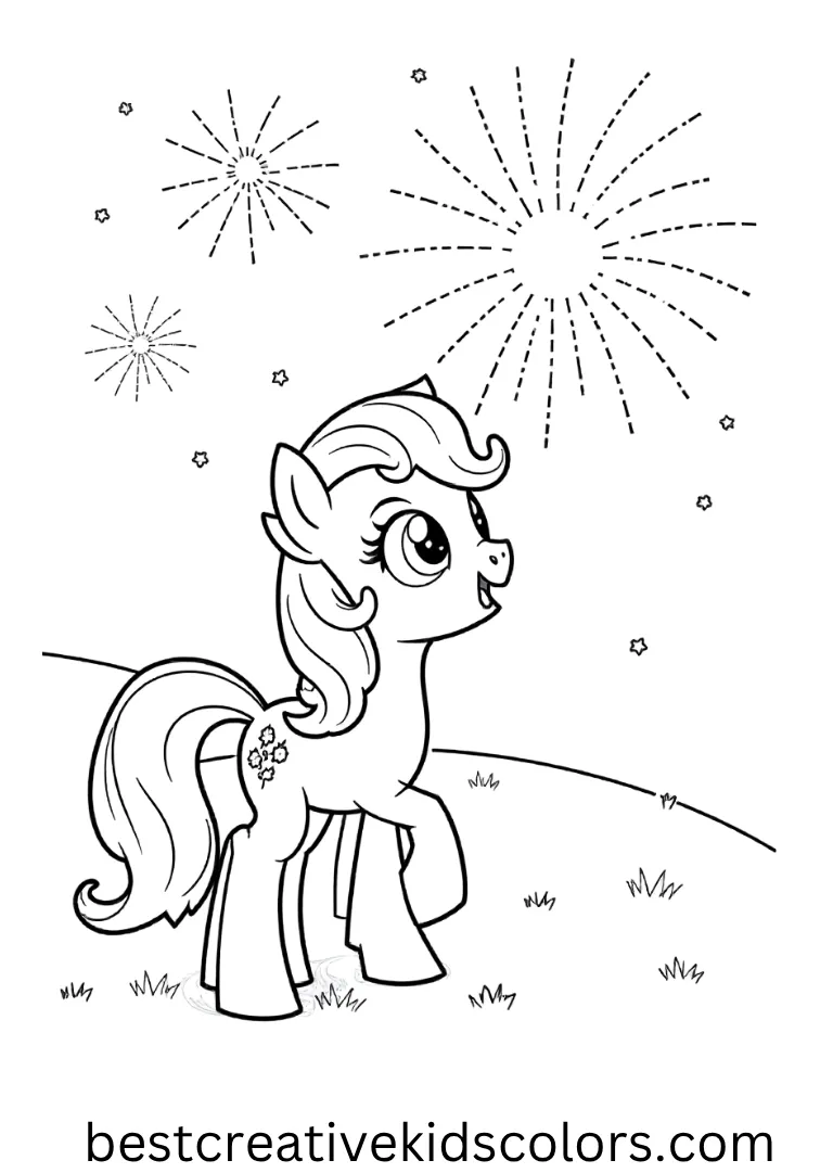 My Little Pony Fireworks Celebration Coloring Page
