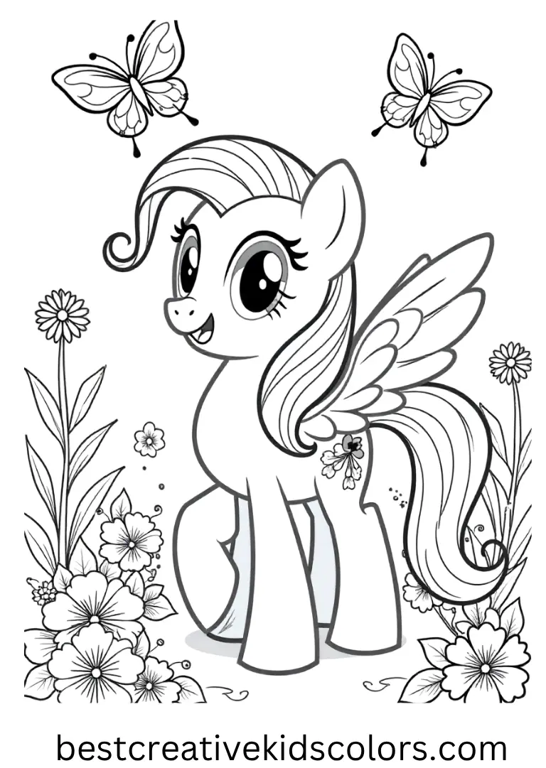 My Little Pony Fluttershy Butterfly Garden Coloring Page