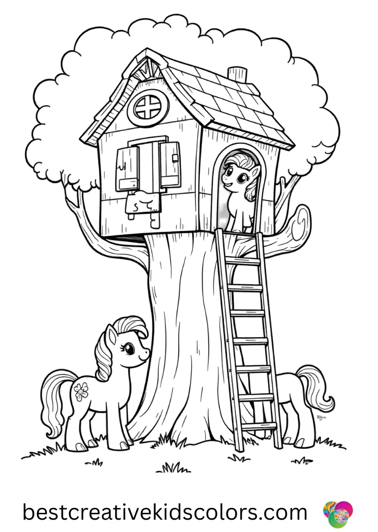 Ponies explore a hidden treehouse in My Little Pony Games full of fun puzzles.