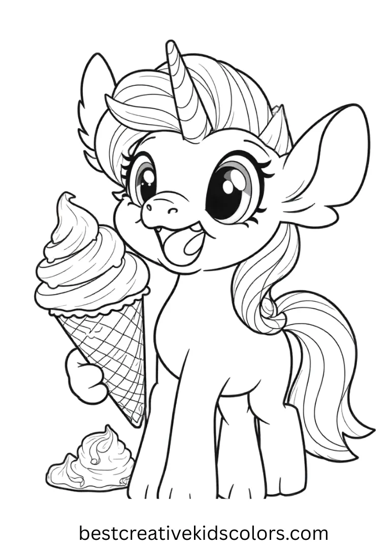A pony holds a giant ice cream cone with big smiles!