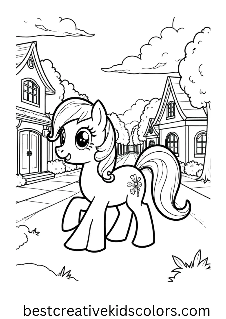 My Little Pony Ponyville Town Coloring Page