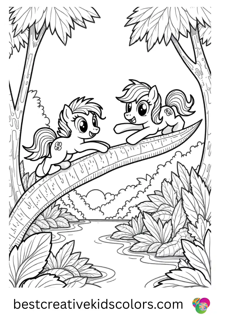 My Little Pony Rainbow Runners shows ponies sliding down giant leaves in a jungle.
