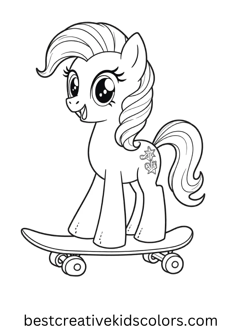 My Little Pony Skateboard Fun Coloring Page