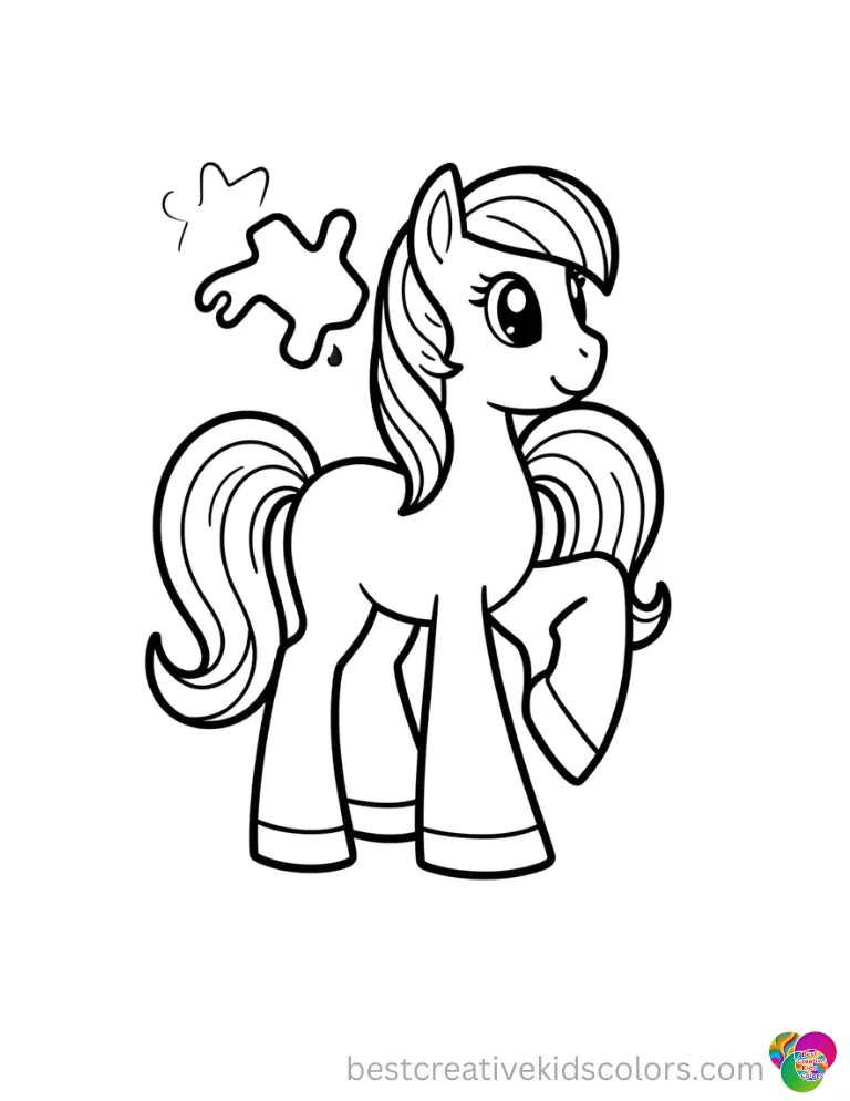 My Little Pony games coloring shows a pony connecting shapes in a fun puzzle page.