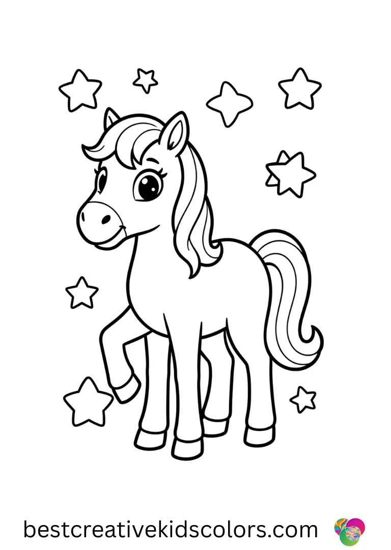 My little pony drawing with color easy shows a pony sketching playful shapes on a blank page.
