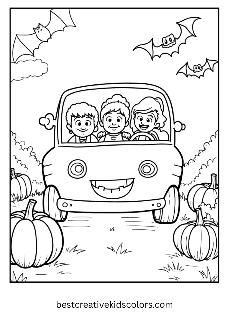 Mystery Machine Halloween Coloring Page