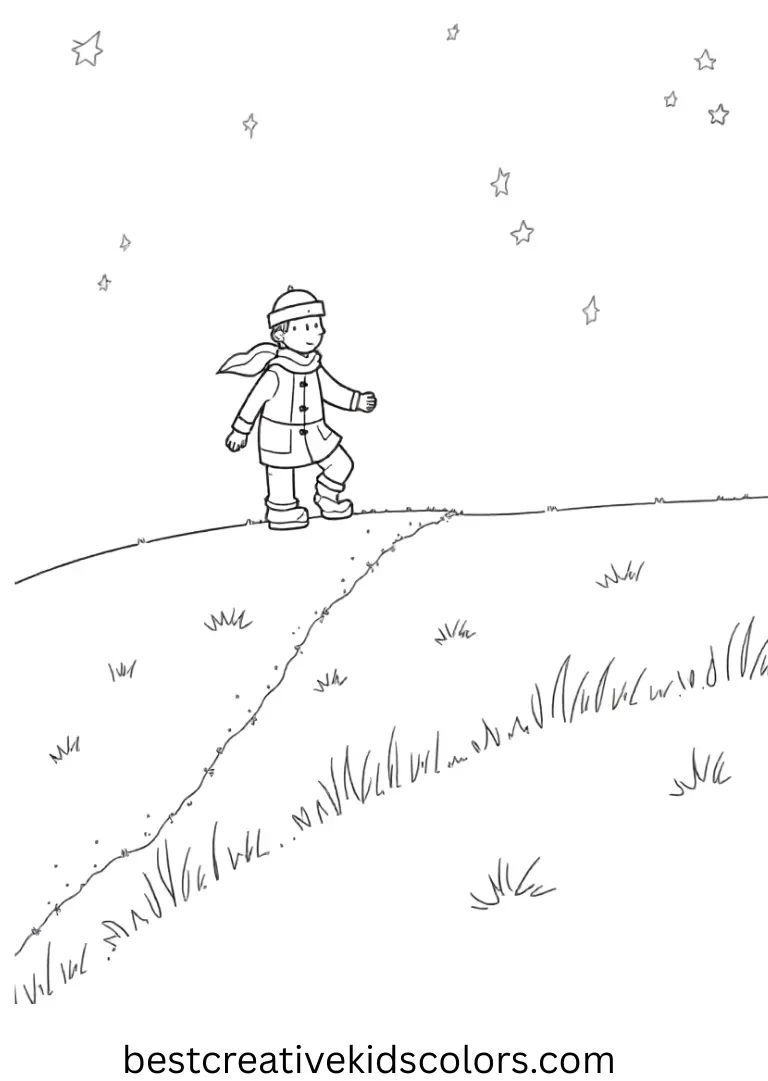 Nightmare Before Christmas Coloring Pages for Adults Nightmare Before Christmas Coloring Pages for Adults shows Jack walking across a flat hill under soft stars.