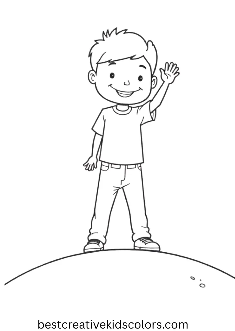 Nightmare Before Christmas coloring Pages (free) Nightmare Before Christmas coloring Pages (free) shows Jack waving high on a smooth hill with clear sky.