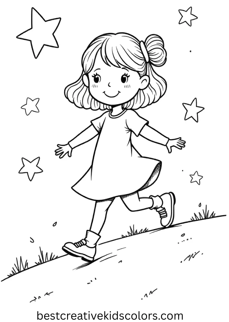 Nightmare before christmas coloring page pdf free Nightmare before christmas coloring page pdf free shows Sally skipping on a smooth hill, stars overhead.
