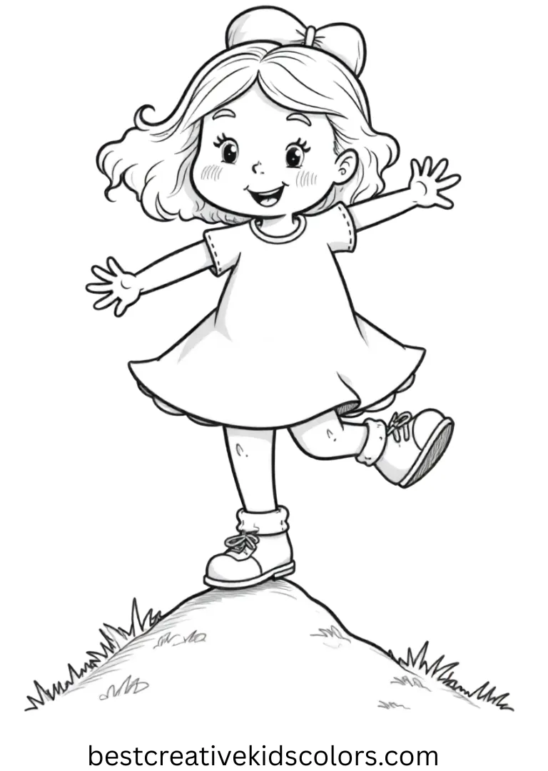 Nightmare before christmas coloring page pdf Nightmare before christmas coloring page pdf shows Sally balancing on a small hill, background empty for coloring.