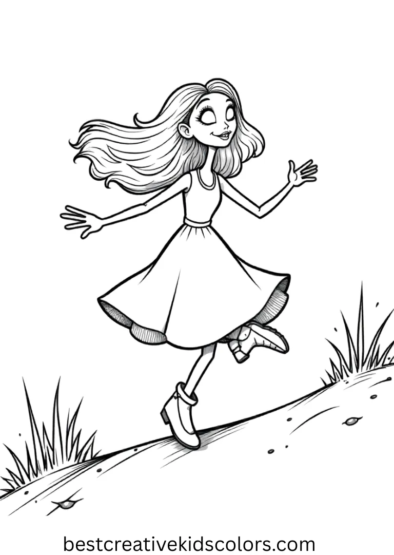 Nightmare before christmas coloring pages pdf free Nightmare before christmas coloring pages pdf free shows Sally hopping lightly across a smooth hill for kids.