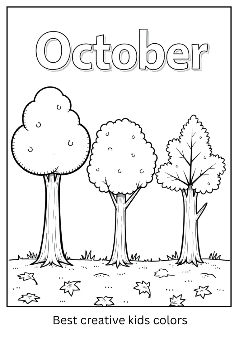 October Autumn Forest Coloring Page 1