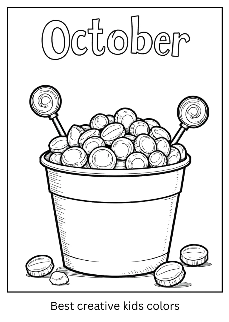 October Candy Bucket Coloring Sheet
