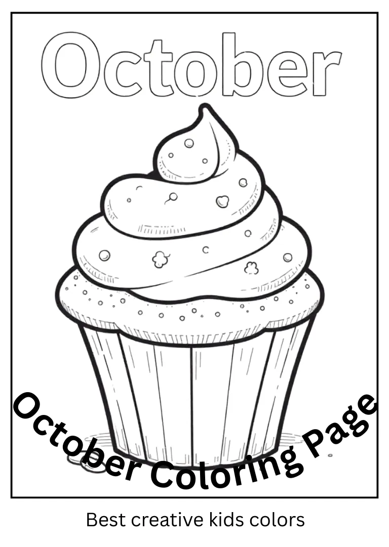 October Cupcake Colouring Page