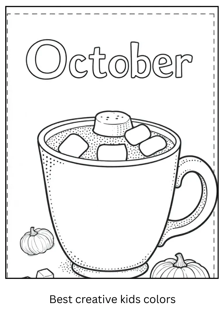 October Hot Cocoa Coloring Page