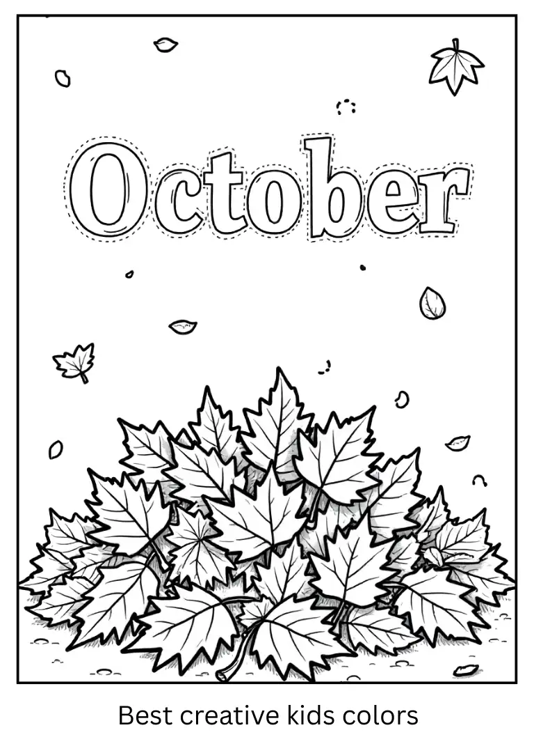 October Leaf Pile Coloring Sheet